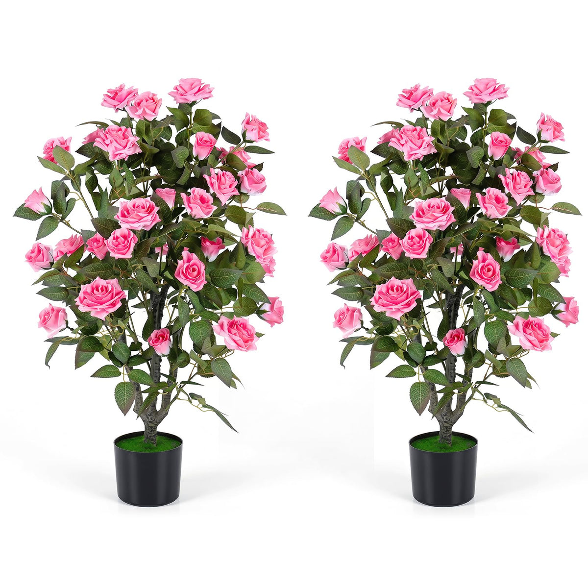 Lucktree 35.5" Artificial Rose Tree with 32 Blooming Flowers | Free Maintenance