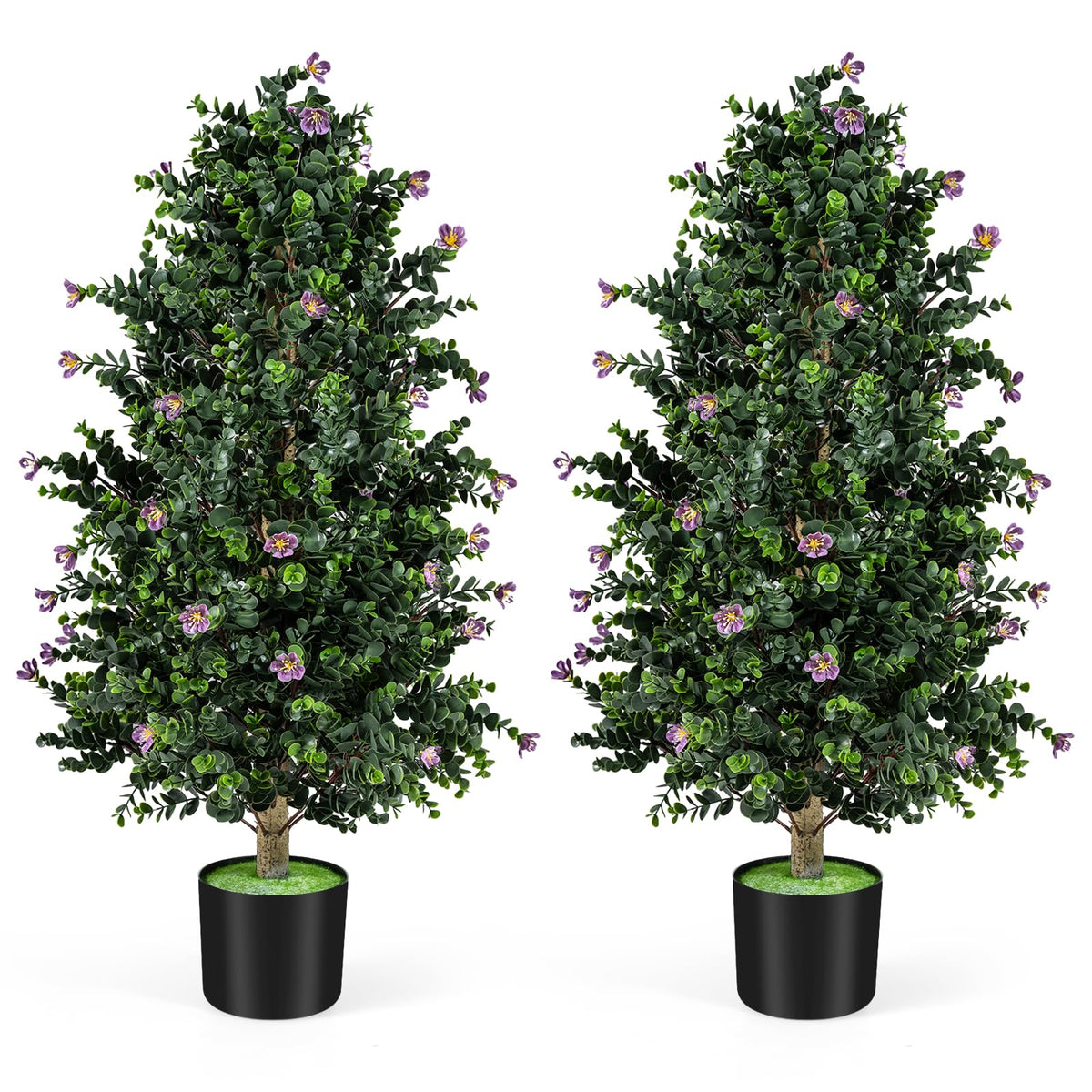 Lucktree 2 Pack 36" Artificial Topiary Cone Tree w/49 Flowers