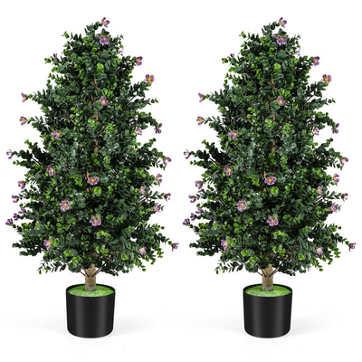 Lucktree 2 Pack 36" Artificial Topiary Cone Tree w/49 Flowers