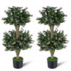 Lucktree 3 FT Artificial Double Ball Boxwood Topiary Trees Set of 2 for Porch Home Decoration