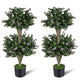 Lucktree 3 FT Artificial Double Ball Boxwood Topiary Trees Set of 2 for Porch Home Decoration