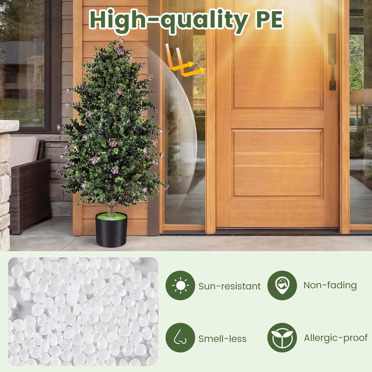 Lucktree 2 Pack 36" Artificial Topiary Cone Tree w/49 Flowers