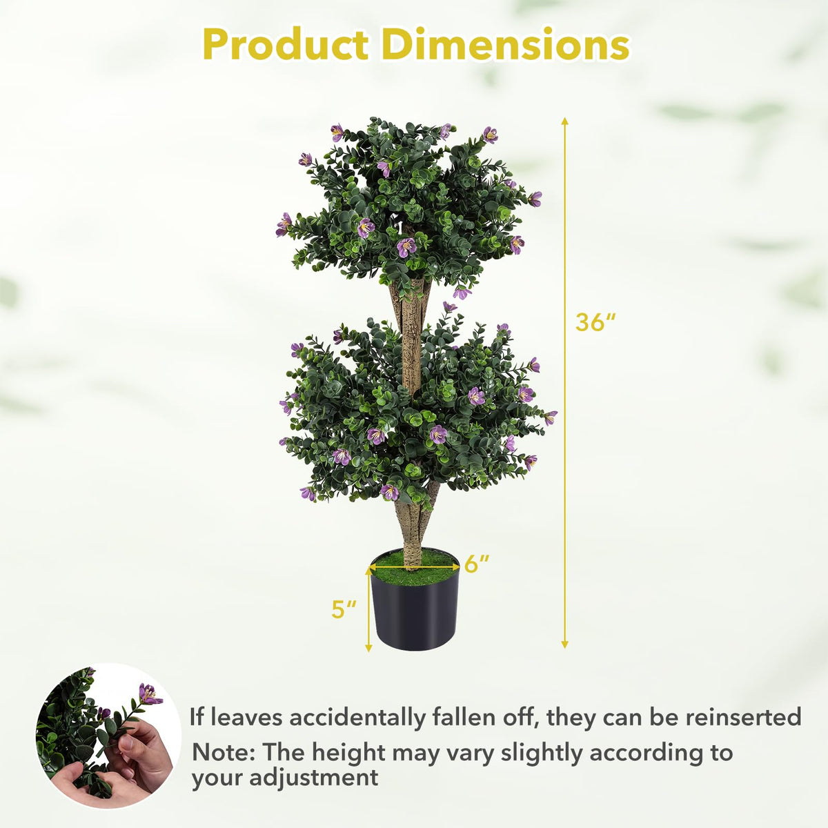 Lucktree 3 FT Artificial Double Ball Boxwood Topiary Trees Set of 2 for Porch Home Decoration