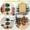Lucktree 3 FT Artificial Double Ball Boxwood Topiary Trees Set of 2 for Porch Home Decoration