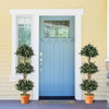 Lucktree 51" Artificial Triple Ball Boxwood Topiary Tree with 59 Blossoms & Cement-Filled Plastic Pot