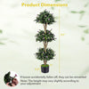 Lucktree 51" Artificial Triple Ball Boxwood Topiary Tree with 59 Blossoms & Cement-Filled Plastic Pot