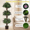 Lucktree 51" Artificial Triple Ball Boxwood Topiary Tree with 59 Blossoms & Cement-Filled Plastic Pot