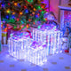 Lucktree Set of 3 Christmas Iridescent Box, 156 Cold White LED Lighted Present Boxes with Iridescent Bows