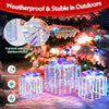 Lucktree Set of 3 Christmas Iridescent Box, 156 Cold White LED Lighted Present Boxes with Iridescent Bows