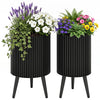 Lucktree Set of 2 Flower Pots with Stand with Drainage Holes