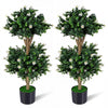 Lucktree 3 FT Artificial Double Ball Boxwood Topiary Trees Set of 2 for Porch Home Decoration