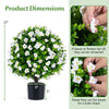 Lucktree 2 Pack Artificial Eucalyptus Topiary Ball Trees w/Flowers & Cement Filled Planter