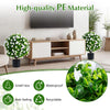 Lucktree 2 Pack Artificial Eucalyptus Topiary Ball Trees w/Flowers & Cement Filled Planter