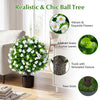 Lucktree 2 Pack Artificial Eucalyptus Topiary Ball Trees w/Flowers & Cement Filled Planter