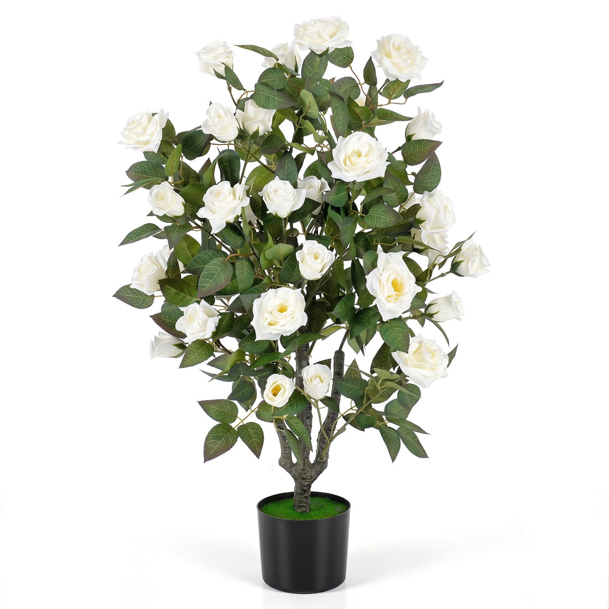 Lucktree 35.5" Artificial Rose Tree with 32 Blooming Flowers | Free Maintenance