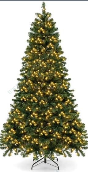 7 FT Pre-Lit Artificial Christmas Tree, 1188 Hinged Branch Tips