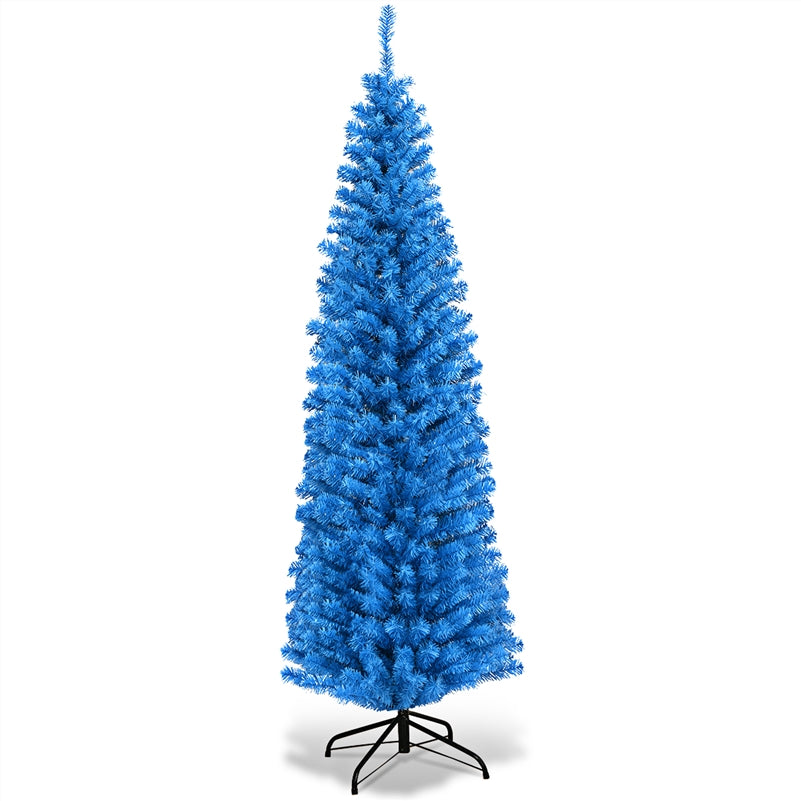 6ft Pencil Artificial Christmas Tree, Slim Christmas Tree with Metal Stand
