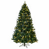7/7.5/8 FT Pre-Lit Artificial Christmas Tree, Hinged Holiday Xmas Tree w/ 1096/1346/1438 Lush PVC Branch Tips