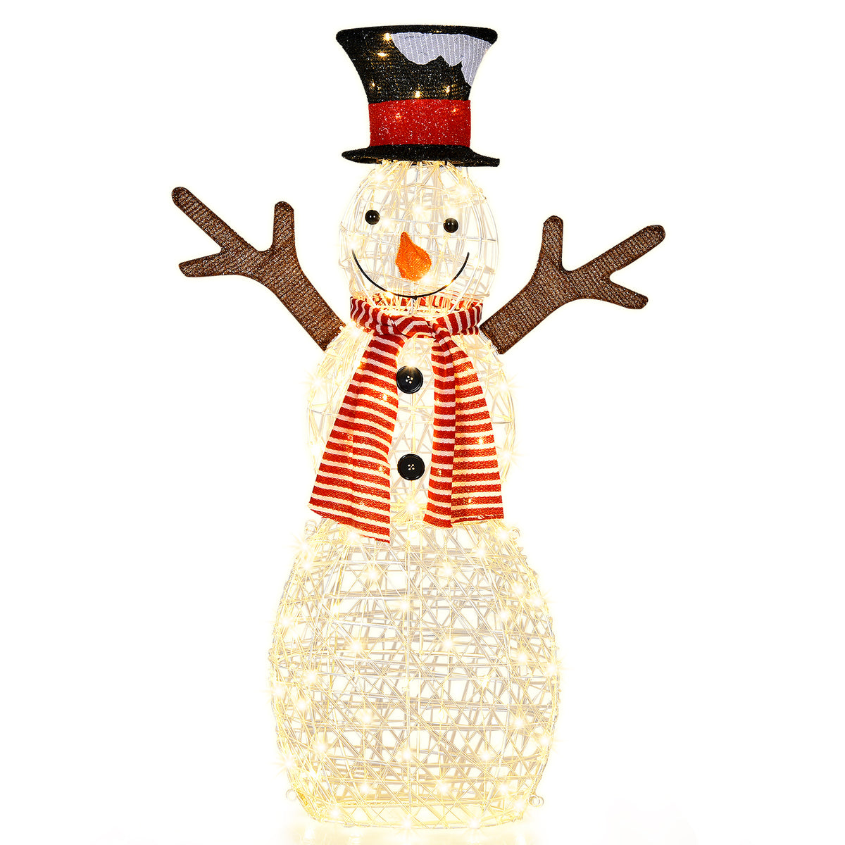 3.6 FT Lighted Christmas Snowman, Outdoor Xmas Holiday Decoration with 80 Warm LED Lights