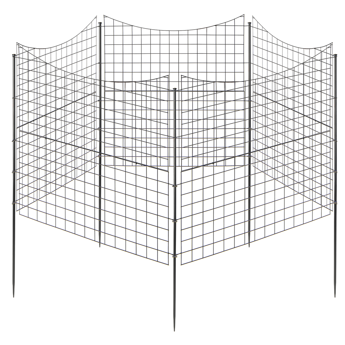 5-Panel Decorative Garden Fence with 5 Stakes, 39" Tall Outdoor Dog Barrier