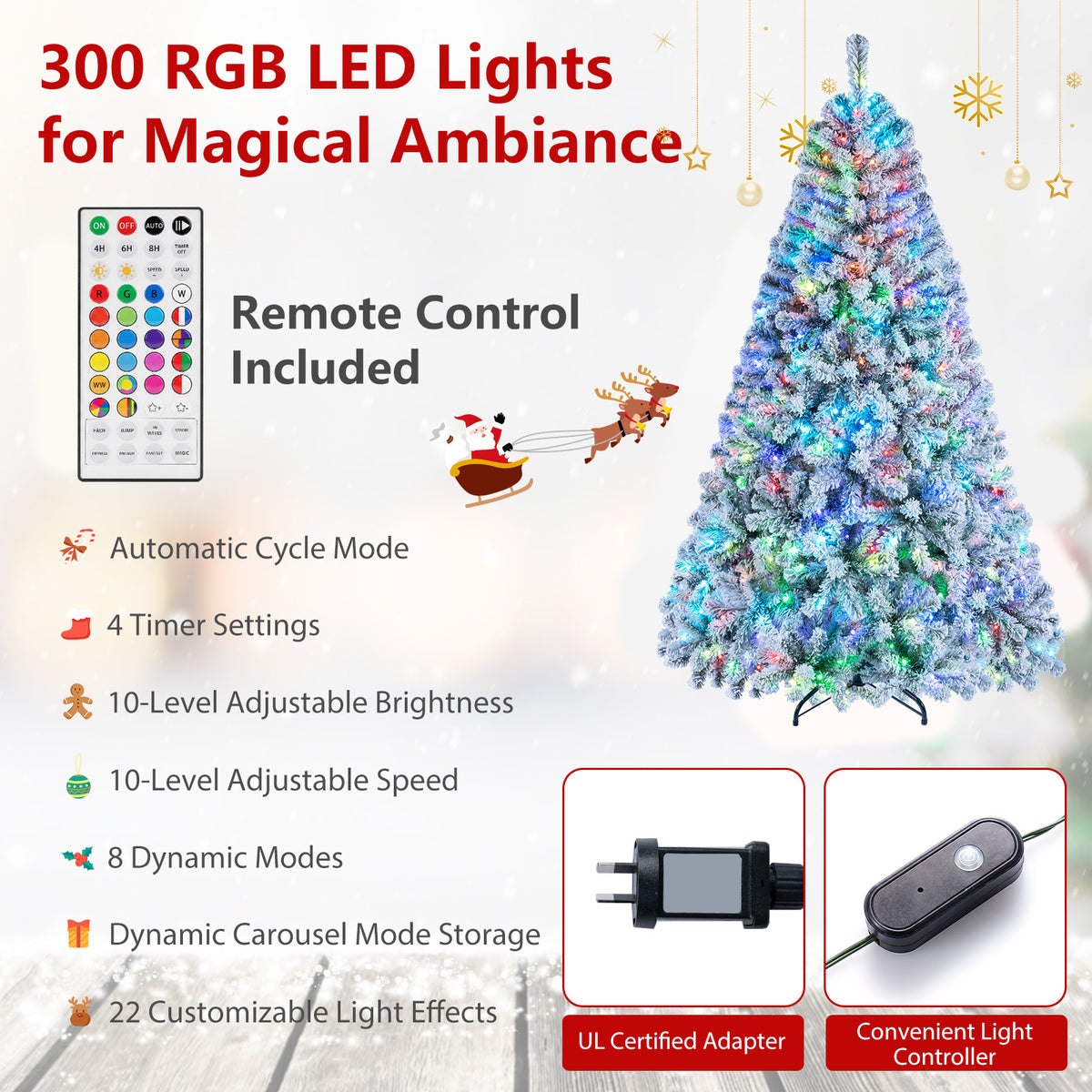7.5/6 FT Prelit Artificial Christmas Tree, Smart RGB & Warm White LED Lights