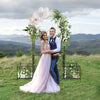 87" Steel Garden Arch with Planter Beds, Dig-Free Wedding Arbor w/Lockable Gates for Vines