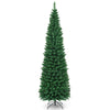 5/6/7/8/9 FT Slim Pencil Artificial Christmas Tree, Unlit Green Xmas Tree with Lush PVC Branch Tips