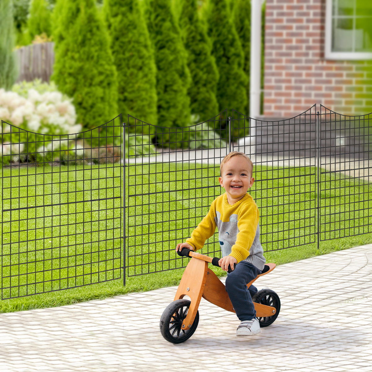 5-Panel Decorative Garden Fence with 5 Stakes, 39" Tall Outdoor Dog Barrier