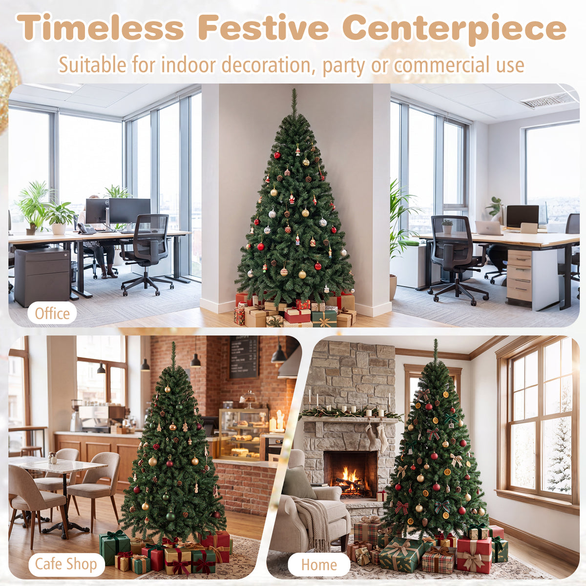 180 CM Artificial Christmas Tree, Hinged, Unlit, Green