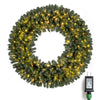 60” Large Pre-lit Christmas Wreath, Artificial Christmas Wreath with 680 Snowy Branch Tips