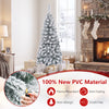 4.5/6/7.5 FT Snow-Flocked Christmas Tree, Artificial Pencil Xmas Tree with 244/502/641 PVC Branch Tips