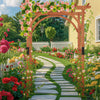 Outdoor Wood Arbor Arch, Natural Solid Wood Garden Arch Arbor Trellis for Climbing Plants