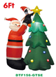 6FT Inflatable Christmas Decoration, Blow Up Christmas Tree & Santa Claus with Penguin