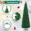5/6/7/8/9 FT Slim Pencil Artificial Christmas Tree, Unlit Green Xmas Tree with Lush PVC Branch Tips