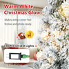 7/6/8 FT Snow-Flocked Artificial Christmas Tree, Pre-lit Xmas Tree