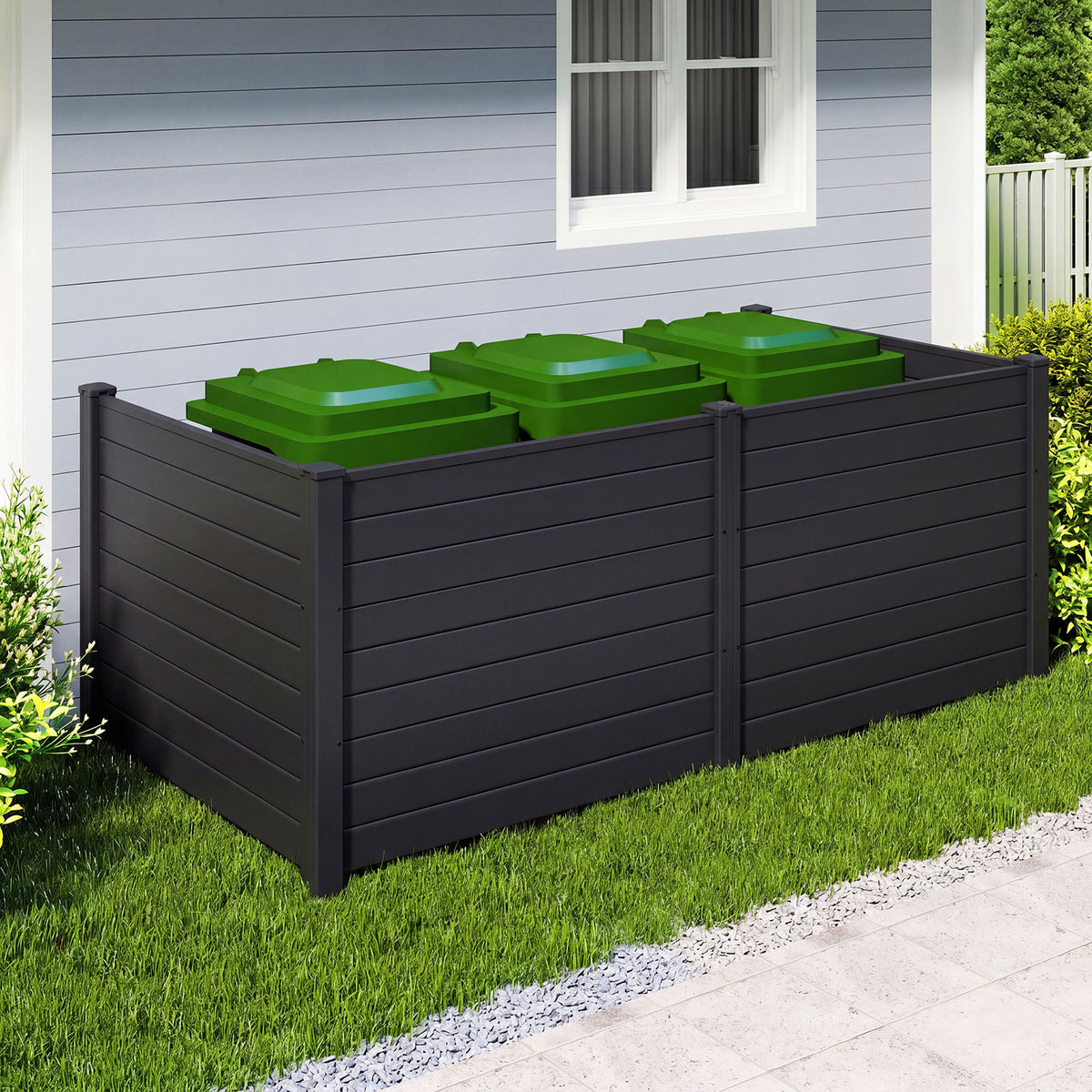 122cm x 95cm Air Conditioner Fence 2 Panels, Outdoor Privacy Fence with Metal Ground Stakes