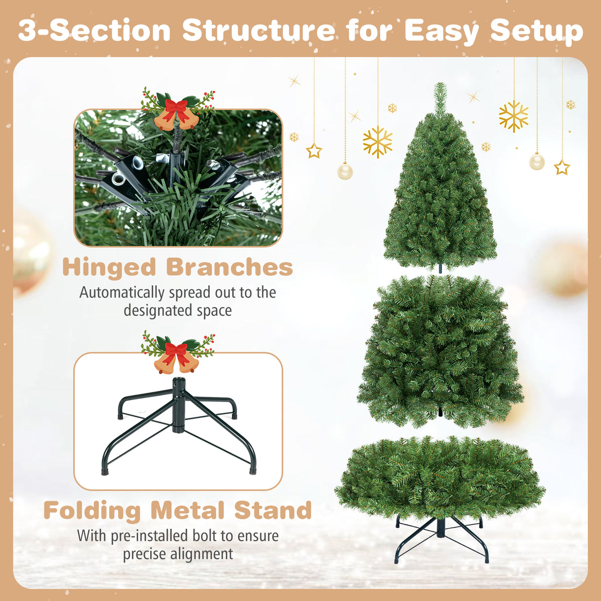 7/6/8 FT Pre-Lit Artificial Christmas Tree, Artificial Xmas Tree