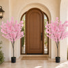 6.5FT Artificial Cherry Blossom Tree, Faux Pink Cherry Plant with Sturdy PE Trunk & Cement-Filled Nursery Pot