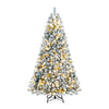 7/6/8 FT Snow-Flocked Artificial Christmas Tree, Pre-lit Xmas Tree