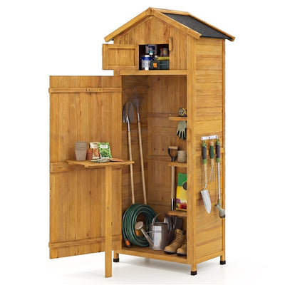Outdoor Storage Shed, 70" Vertical Garden Shed Cabinet, Gray