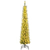 7FT Pre-Lit Pencil Christmas Tree, Slim Artificial Xmas Tree with Folding Metal Stand