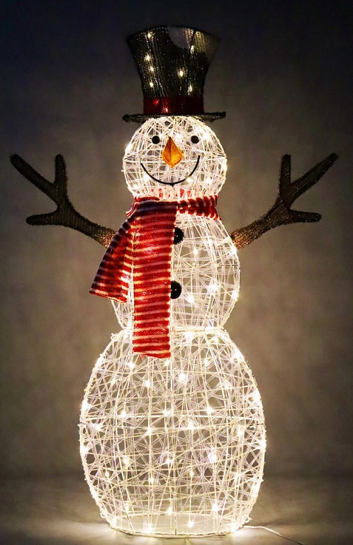 3.6 FT Lighted Christmas Snowman, Outdoor Xmas Holiday Decoration with 80 Warm LED Lights