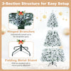 7/6/8 FT Snow-Flocked Artificial Christmas Tree, Pre-lit Xmas Tree