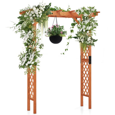 84.5" Wooden Garden Arch, Archway Arbor Trellis for Climbing Roses, Vines and Vegetables