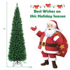 5/6/7/8/9 FT Slim Pencil Artificial Christmas Tree, Unlit Green Xmas Tree with Lush PVC Branch Tips