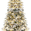 4.5 FT Pre-Lit Christmas Tree Snow Flocked, Artificial Christmas Tree with 757 Branch Tips