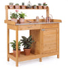 Wooden Potting Bench Table, Outdoor Garden Planting Table with Cabinet Drawer