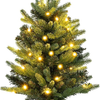 2FT Pre-Lit Artificial Mini Christmas Tree, Small Tabletop Xmas Fir Tree with 234 Branch Tips