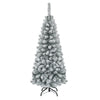 4.5/6/7.5 FT Snow-Flocked Christmas Tree, Artificial Pencil Xmas Tree with 244/502/641 PVC Branch Tips