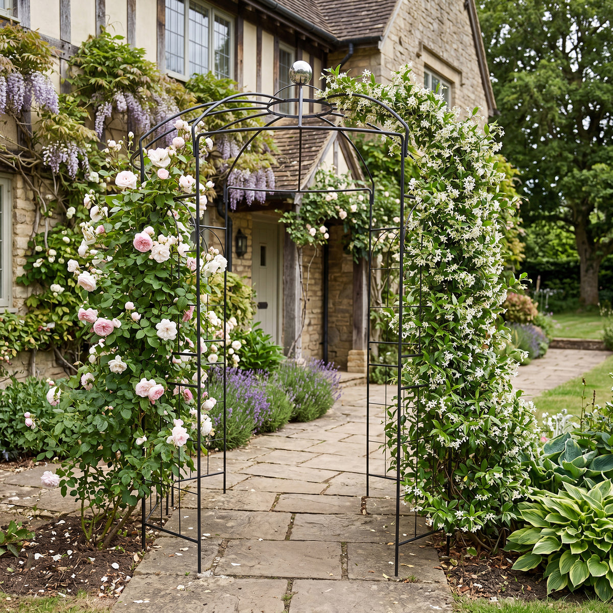 Birdcage Shape Gazebo, Garden Arch Trellis w/Hanging Hook for Climbing Plants